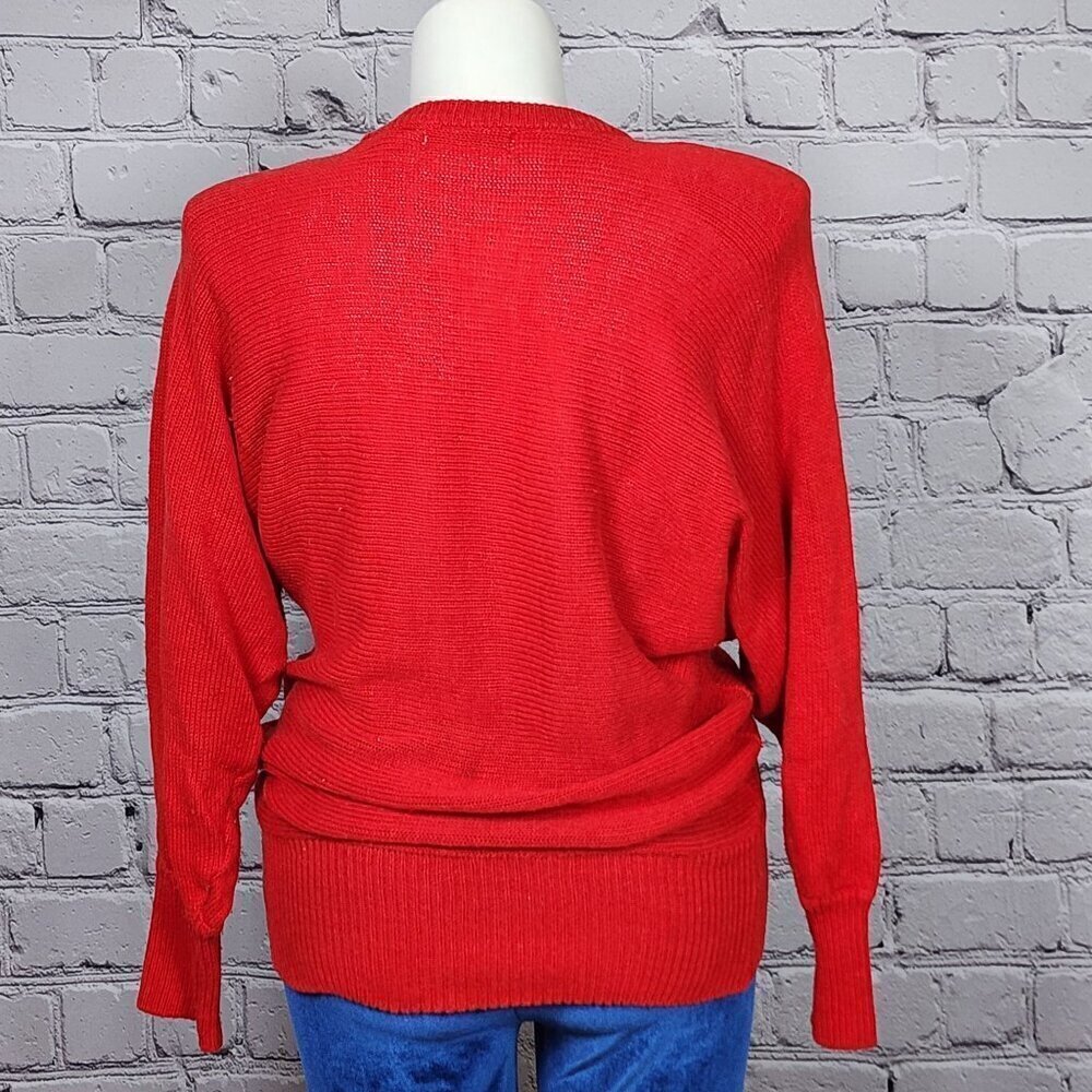 Night Fashion Vintage Red 80s Cocktail Sweater, Women's Large - Picture 7 of 13